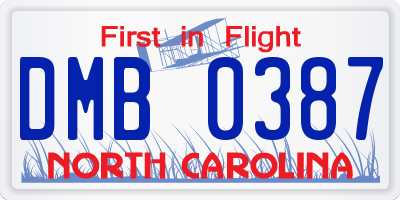 NC license plate DMB0387