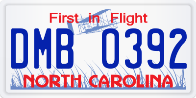 NC license plate DMB0392