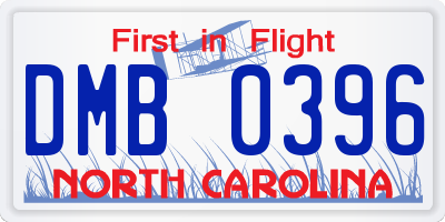 NC license plate DMB0396