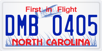 NC license plate DMB0405