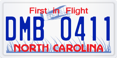 NC license plate DMB0411
