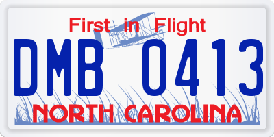 NC license plate DMB0413