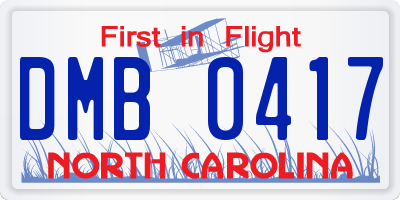 NC license plate DMB0417