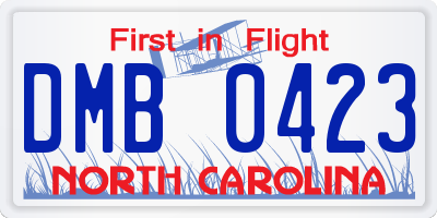 NC license plate DMB0423