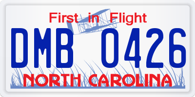 NC license plate DMB0426
