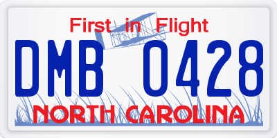 NC license plate DMB0428