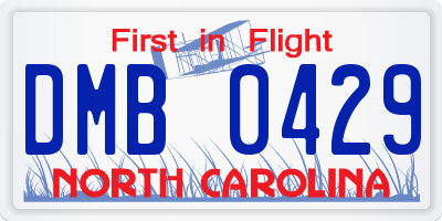 NC license plate DMB0429
