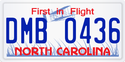 NC license plate DMB0436