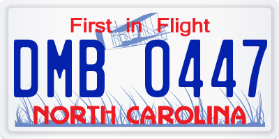 NC license plate DMB0447