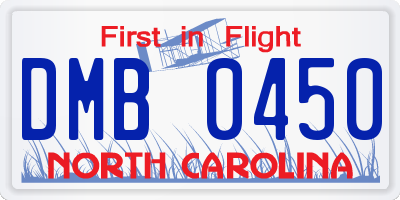 NC license plate DMB0450