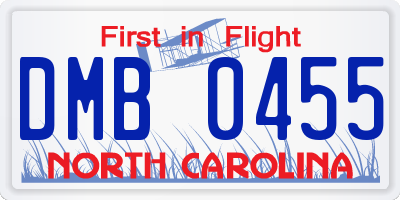 NC license plate DMB0455