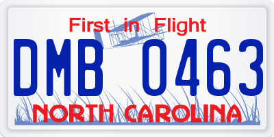 NC license plate DMB0463