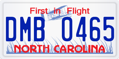 NC license plate DMB0465