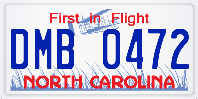 NC license plate DMB0472