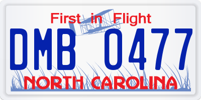 NC license plate DMB0477