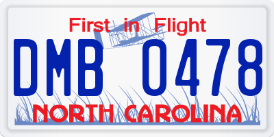 NC license plate DMB0478