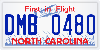 NC license plate DMB0480
