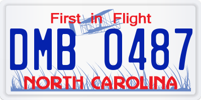 NC license plate DMB0487