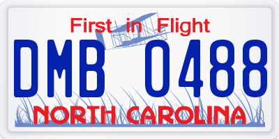 NC license plate DMB0488