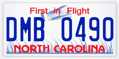 NC license plate DMB0490