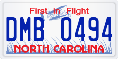 NC license plate DMB0494
