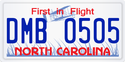 NC license plate DMB0505