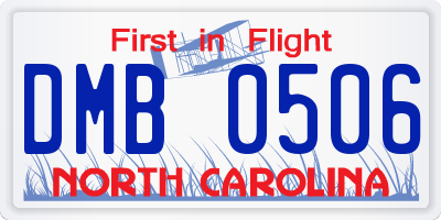 NC license plate DMB0506
