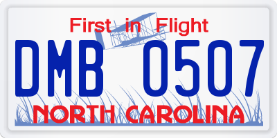 NC license plate DMB0507