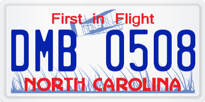 NC license plate DMB0508