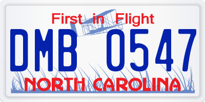NC license plate DMB0547