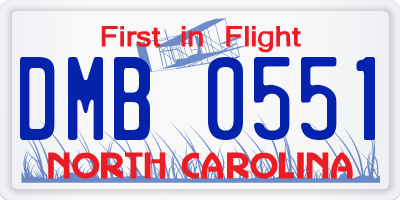 NC license plate DMB0551