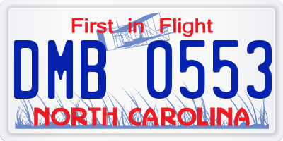 NC license plate DMB0553
