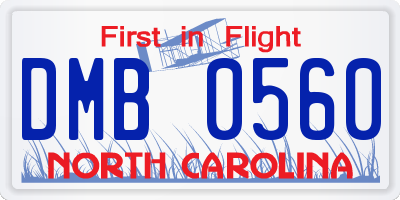 NC license plate DMB0560