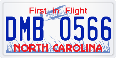 NC license plate DMB0566