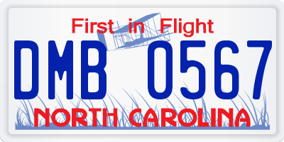 NC license plate DMB0567