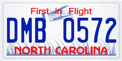 NC license plate DMB0572