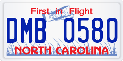 NC license plate DMB0580