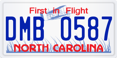 NC license plate DMB0587
