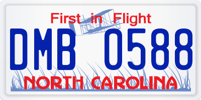 NC license plate DMB0588
