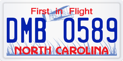 NC license plate DMB0589