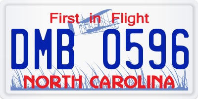 NC license plate DMB0596