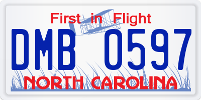 NC license plate DMB0597