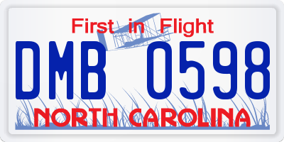 NC license plate DMB0598