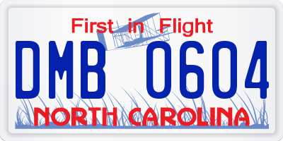 NC license plate DMB0604