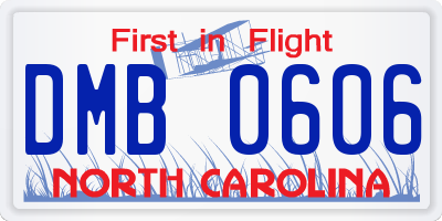 NC license plate DMB0606