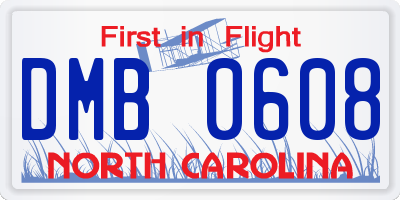 NC license plate DMB0608