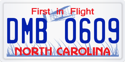 NC license plate DMB0609