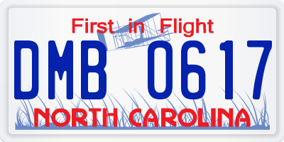 NC license plate DMB0617