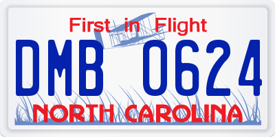 NC license plate DMB0624