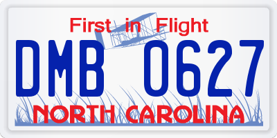 NC license plate DMB0627